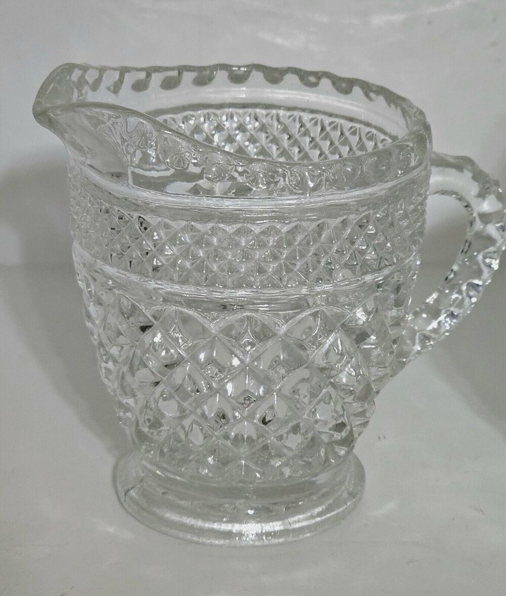 Vintage Anchor Hocking Wexford Creamer Glass Diamond Pattern Clear20